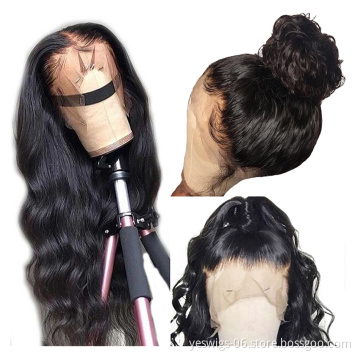 13*4 Body Wave Glueless Swiss Lace Frontal Wigs Raw Indian Human Hair Lace Wigs Virgin Cuticle Aligned Body Wave Lace Front Wig